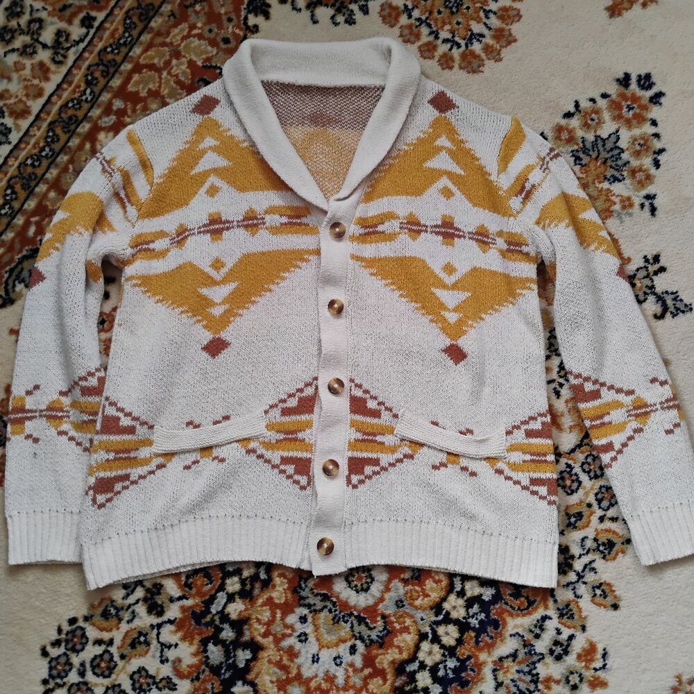 Men's Cowl Neck Button up Sweater